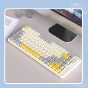 Langtu GK85 Billiant Wireless Bluetooth 5.0/Wired USB/2.4G Gaming Keyboard,Gold Switches Mechanical Keyboard, ABS Keycaps,19 Rainbow LED Backlight