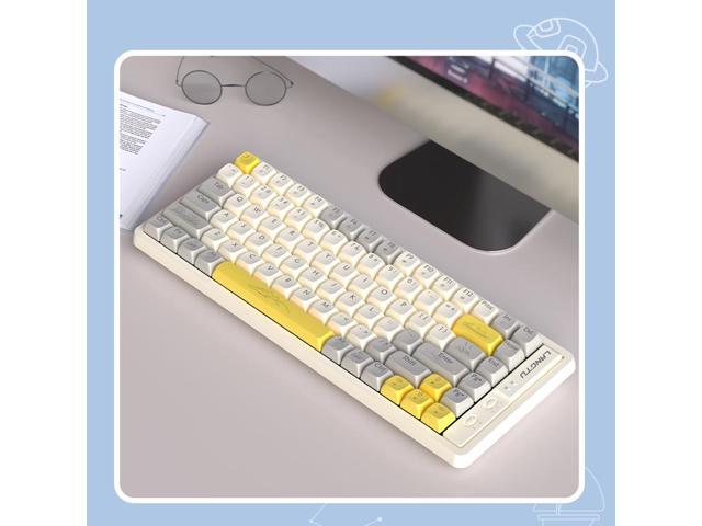 Langtu GK85 Billiant Wireless Bluetooth 5.0/Wired USB/2.4G Gaming Keyboard,Gold Switches Mechanical Keyboard, ABS Keycaps,19 Rainbow LED Backlight