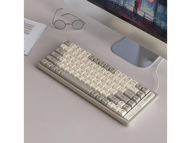 Langtu GK85 Cream Type-C Wired Gaming Keyboard,Gold Switches Mechanical Keyboard, ABS Keycaps,19 Rainbow LED Backlight Effects,Full Anti-Ghosting
