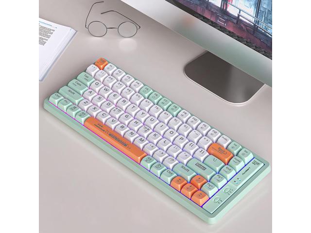 Langtu GK85 Safety Wireless Bluetooth 5.0/Wired USB/2.4G Gaming Keyboard,Gold Switches Mechanical Keyboard, ABS Keycaps,19 Rainbow LED Backlight