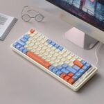 Langtu GK85 Seas Wireless Bluetooth 5.0/Wired USB/2.4G Gaming Keyboard,Silver Switches Mechanical Keyboard, ABS Keycaps,19 Rainbow LED Backlight