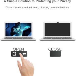 Laptop Camera Cover Slide,Thin Web Camera Cover for Computer MacBook Pro iMac iPhone Cell Phone PC Tablet Notebook Surface Pro Echo Show Camera Blocker Slider (Rectangle Black)