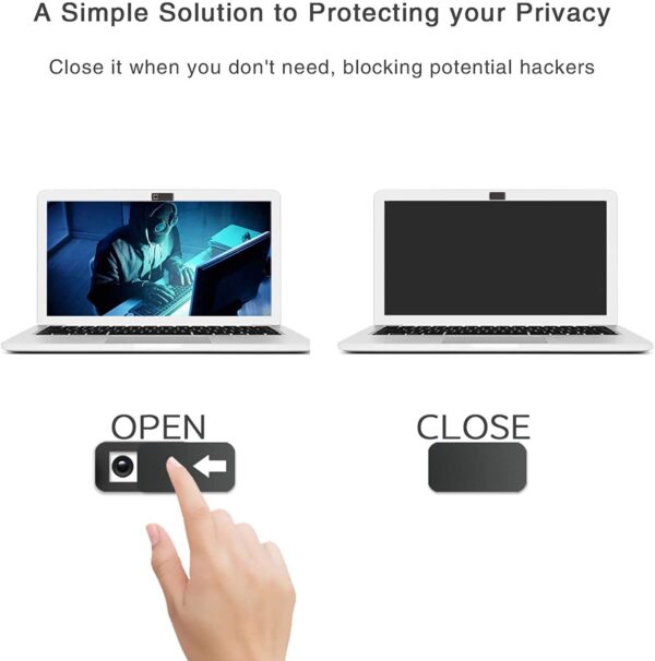 Laptop Camera Cover Slide,Thin Web Camera Cover for Computer MacBook Pro iMac iPhone Cell Phone PC Tablet Notebook Surface Pro Echo Show Camera Blocker Slider (Rectangle Black)