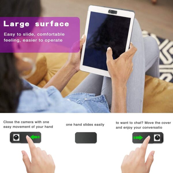 Laptop Camera Cover Slide,Thin Web Camera Cover for Computer MacBook Pro iMac iPhone Cell Phone PC Tablet Notebook Surface Pro Echo Show Camera Blocker Slider (Rectangle Black)