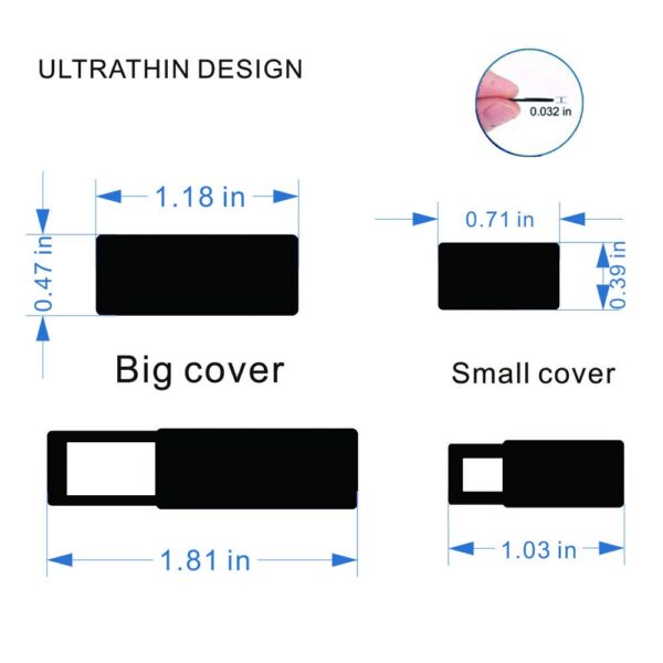 Laptop Camera Cover Slide,Thin Web Camera Cover for Computer MacBook Pro iMac iPhone Cell Phone PC Tablet Notebook Surface Pro Echo Show Camera Blocker Slider (Rectangle Black)