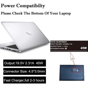Laptop Charger Replacement for HP Laptop Computer 45W Smart Blue Tip Power Adapter
