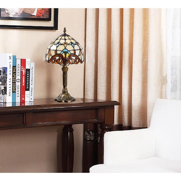 Latepis Decorative 14.6 in. Multicolored Tiffany-Style Table Lamp Traditional Bedside Lamp GHTL20076