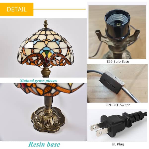 Latepis Decorative 14.6 in. Multicolored Tiffany-Style Table Lamp Traditional Bedside Lamp GHTL20076