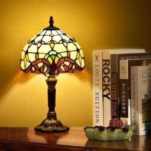 Latepis Decorative 14.6 in. Multicolored Tiffany-Style Table Lamp Traditional Bedside Lamp GHTL20076