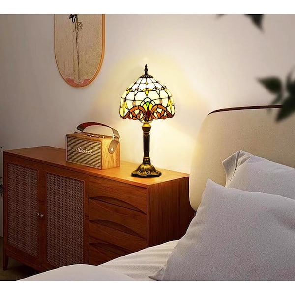 Latepis Decorative 14.6 in. Multicolored Tiffany-Style Table Lamp Traditional Bedside Lamp GHTL20076