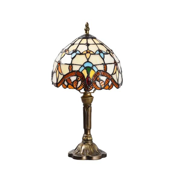 Latepis Decorative 14.6 in. Multicolored Tiffany-Style Table Lamp Traditional Bedside Lamp GHTL20076