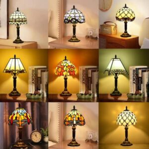 Latepis Decorative 14.6 in. Multicolored Tiffany-Style Table Lamp Traditional Bedside Lamp GHTL20076
