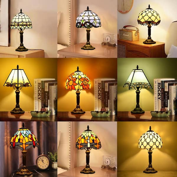 Latepis Decorative 14.6 in. Multicolored Tiffany-Style Table Lamp Traditional Bedside Lamp GHTL20076