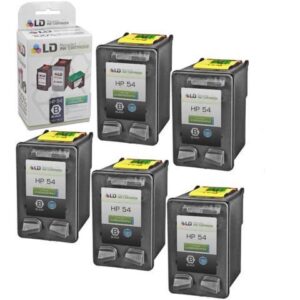 LD Remanufactured Replacement Ink Cartridges for (HP) CB334AN (HP 54) High Yield Black (5 Pack)