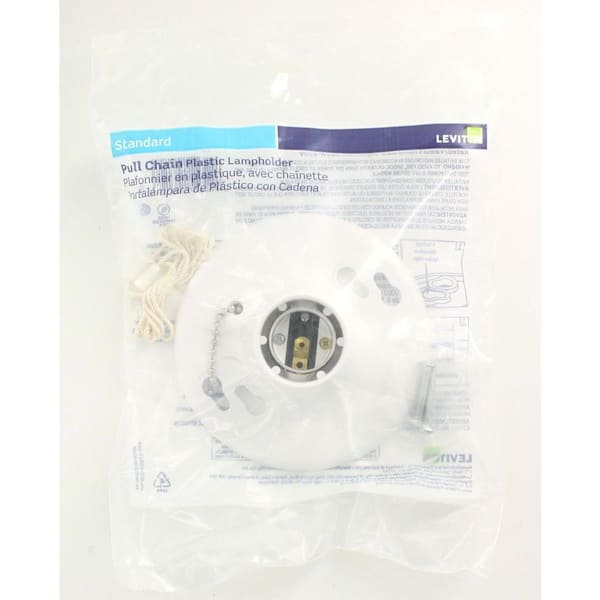 Leviton Plastic Pull-Chain Lampholder 8827-CW4 R50-08827-CW4