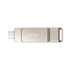 Lexar D40E 128GB Dual Drive USB 3.2 Gen 1 Type-C™ Jump Drive, USB-C Flash Drive Metal Housing Swivel Design Thumb Drive