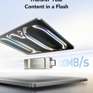 Lexar D40E 128GB Dual Drive USB 3.2 Gen 1 Type-C™ Jump Drive, USB-C Flash Drive Metal Housing Swivel Design Thumb Drive