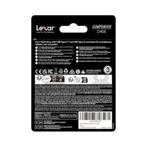 Lexar D40E 128GB Dual Drive USB 3.2 Gen 1 Type-C™ Jump Drive, USB-C Flash Drive Metal Housing Swivel Design Thumb Drive