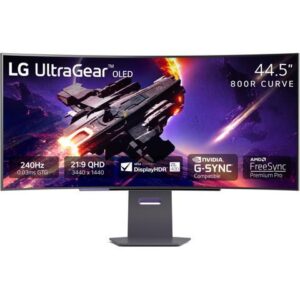 LG 45" UltraGear OLED Curved Gaming Monitor 45GS95QE-B WQHD 240Hz 0.03ms G-SYNC Compatible 800R Tilt, Height, Swivel Adjust
