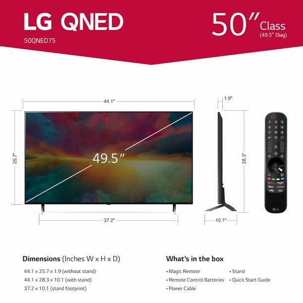 LG 50" Class 4K UHD QNED Web OS Smart TV with HDR 75 Series (50QNED75URA)