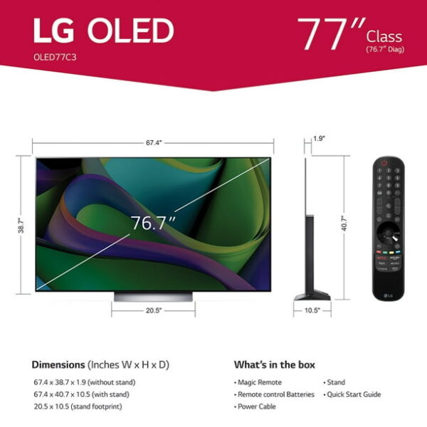 LG 77" Class 4K UHD OLED Web OS Smart TV with Dolby Vision C3 Series