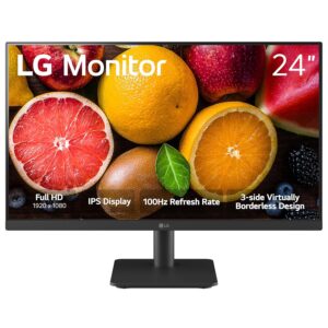 LG FHD Monitor (24MS500) - 23.8" Full HD (1920x1080) IPS Display, 100Hz Refresh Rate, Reader Mode & Flicker Safe, 5ms (GtG) Response time, 3-Side Virtually Borderless Design,...