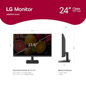 LG FHD Monitor (24MS500) - 23.8" Full HD (1920x1080) IPS Display, 100Hz Refresh Rate, Reader Mode & Flicker Safe, 5ms (GtG) Response time, 3-Side Virtually Borderless Design,...