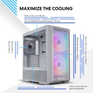 LIAN LI LANCOOL 216RW White Steel / Tempered Glass ATX Mid Tower Computer Case ,2x 16 cm ARGB Fans Included ----LANCOOL 216RW