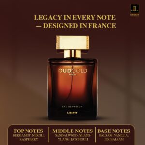 Liberty Oud Perfume for Men, 1.7 Oz Oud Gold Perfumes Long-Lasting Eau de Parfum, Luxury Woody Fragrance for Men, Perfume Spray