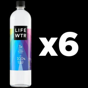 LIFEWTR Purified Drinking Water, 1 Liter, 6 Pack Plastic Bottles