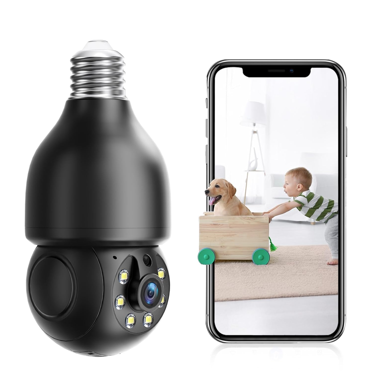Light Bulb Security Cameras, 5G&2.4G Security Cameras Wireless Outdoor Indoor,2K 3MP Bulb Camera 360 Degree WiFi Outdoor Motion Detection and Alarm,Two-Way Talk,Color Night...