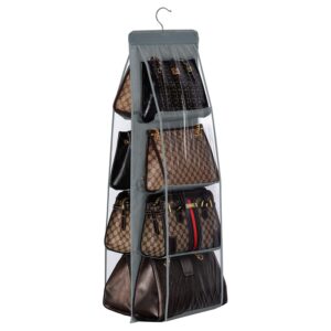 Lirex Handbag Hanging Organizer, 8 Pocket Hanging Purse Organizer Handbag Storage Hanger Oxford Cloth Closet Organizer for Family Closet Bedroom, Foldable and Universal Fit...