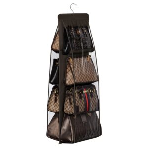 Lirex Handbag Hanging Organizer, 8 Pocket Hanging Purse Organizer Handbag Storage Hanger Oxford Cloth Closet Organizer for Family Closet Bedroom, Foldable and Universal Fit...