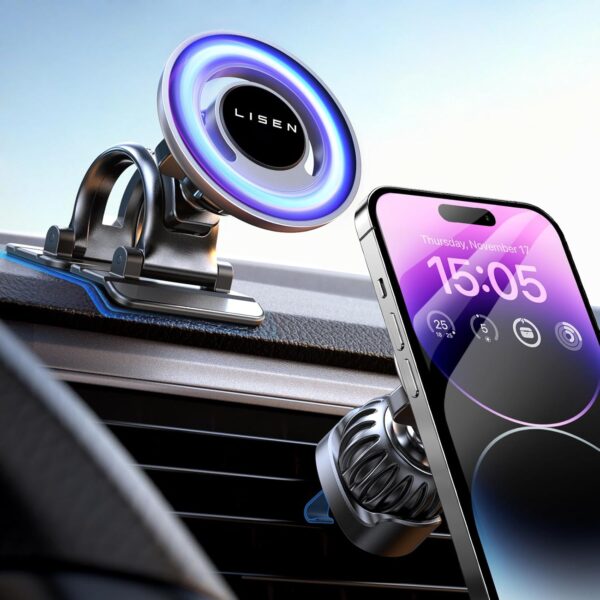 LISEN 2-in-1 for MagSafe Car Mount Vent/Dashboard Magnetic Phone Holder Car Mount Hands-Free iPhone Accessories Fits iPhone 16 Pro Max Plus 15 14 13 with Magsafe Cases, Black LISEN 2-in-1 for MagSafe Car Mount Vent/Dashboard Magnetic Phone Holder Car Mount Hands-Free iPhone Accessories Fits iPhone 16 Pro Max Plus 15 14 13 with Magsafe Cases, Black