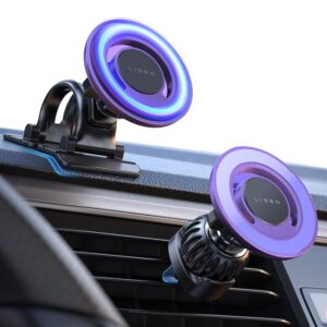 LISEN 2-in-1 for MagSafe Car Mount Vent/Dashboard Magnetic Phone Holder Car Mount Hands-Free iPhone Accessories Fits iPhone 16 Pro Max Plus 15 14 13 with Magsafe Cases, Black
