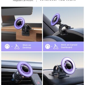 LISEN 2-in-1 for MagSafe Car Mount Vent/Dashboard Magnetic Phone Holder Car Mount Hands-Free iPhone Accessories Fits iPhone 16 Pro Max Plus 15 14 13 with Magsafe Cases, Black