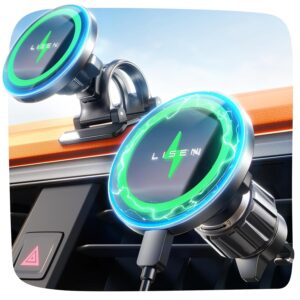 LISEN for MagSafe Car Mount Charger, Magnetic Phone Holder Car Mount【15W Pro Fast Charing】 Vent/Dashboard Wireless iPhone Car Accessories Charger for iPhone 16e 16 Pro Max Plus...