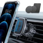 LISEN Phone Holder Car Military-Grade Hook Magnetic Cell Phone Holder Car 6 Strong Magnets Car Phone Holder Mount for iPhone Case Friendly Fit iPhone 14 Plus Pro Max/13/12/11...