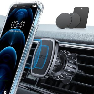 LISEN Phone Holder Car Military-Grade Hook Magnetic Cell Phone Holder Car 6 Strong Magnets Car Phone Holder Mount for iPhone Case Friendly Fit iPhone 14 Plus Pro Max/13/12/11...