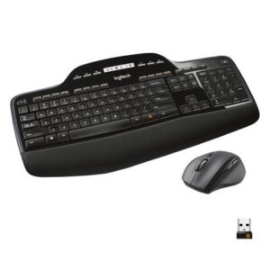 Logitech MK710 Wireless Keyboard and Mouse Combo — Includes Keyboard and Mouse, Stylish Design, Built-In LCD Status Dashboard, Long Battery Life
