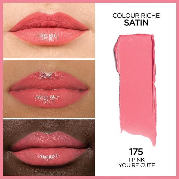 L'Oreal Paris Colour Riche Original Satin Lipstick for Moisturized Lips, 175 I Pink You'Re Cute