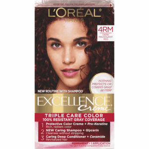 L'Oreal Paris Excellence Creme Permanent Hair Color, 4RM Dark Mahogany Red, 1 kit
