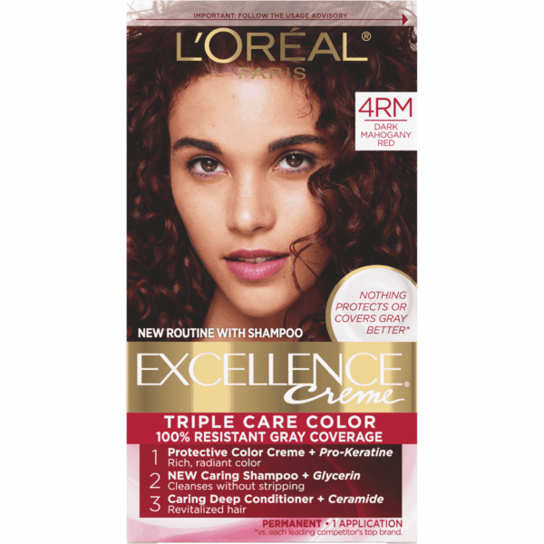 L'Oreal Paris Excellence Creme Permanent Hair Color, 4RM Dark Mahogany Red, 1 kit L'Oreal Paris Excellence Creme Permanent Hair Color, 4RM Dark Mahogany Red, 1 kit