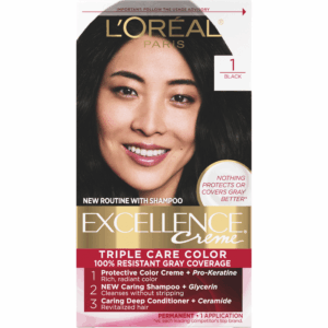 L'Oreal Paris Excellence Creme Permanent Hair Color, Black, 1 kit