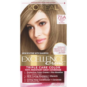 L'Oreal Paris Excellence Creme Permanent Hair Color, Medium Ash Blonde, 1 Kit