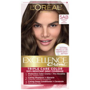 L'Oreal Paris Excellence Creme Permanent Hair Color, Triple Care, 5AB Mocha Ashe Brown, 1 kit