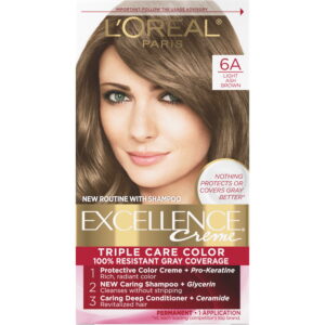 L'Oreal Paris Excellence Creme Permanent Triple Care Hair Color, Light Ash Brown, 1 Kit