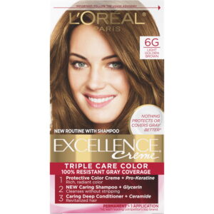 L'Oreal Paris Excellence Creme Permanent Triple Care Hair Color, Light Golden Brown, 1 kit