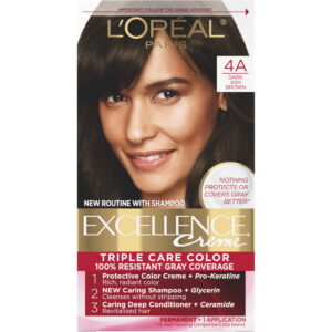 L'Oreal Paris Excellence Creme Triple Care Hair Color, 4A Dark Ash Brown, 1 Kit