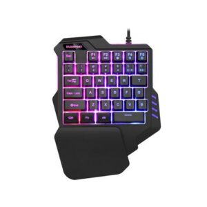LUOM Portable Colorful Backlight 35-Key Wired Single-Handed Keyboard for Home & Office & Computer & Tablet Computer & Game